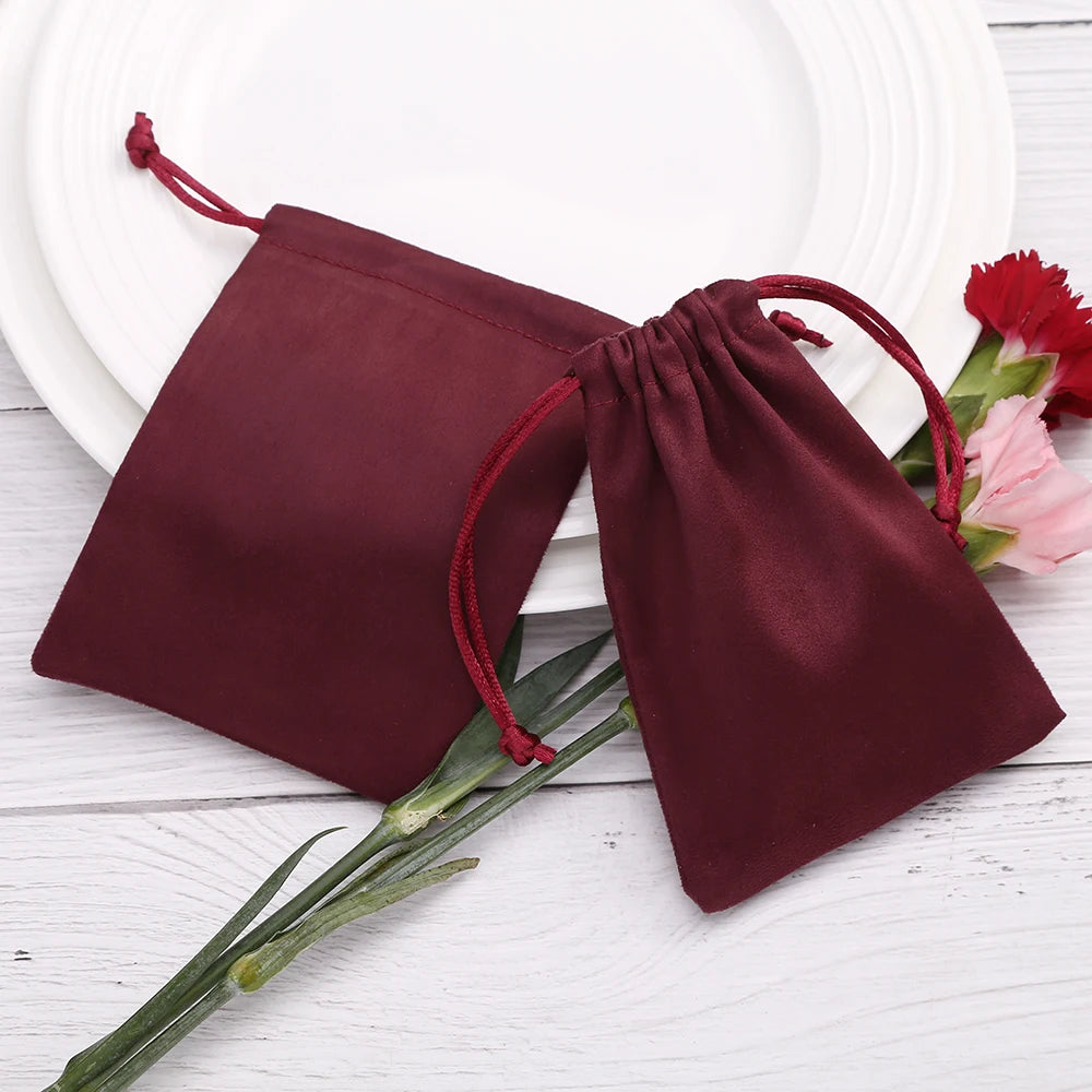 100 Personalized Logo Print Drawstring Bags Velvet Jewelry Packaging Pouches Chic Wedding Favor Bags Pink Flannel Cosmetic Bags