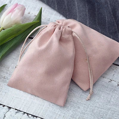 100 Personalized Logo Print Drawstring Bags Velvet Jewelry Packaging Pouches Chic Wedding Favor Bags Pink Flannel Cosmetic Bags