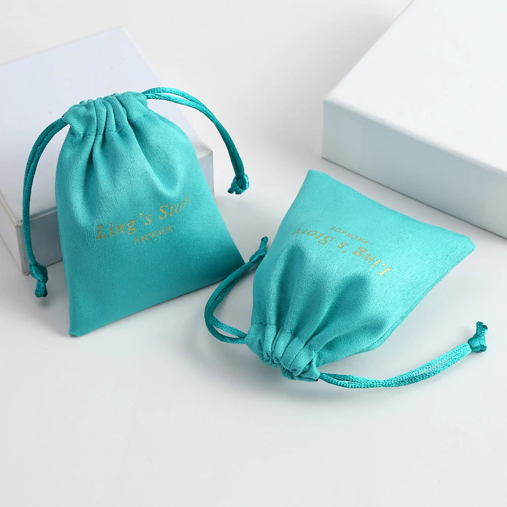 100 Personalized Logo Print Drawstring Bags Velvet Jewelry Packaging Pouches Chic Wedding Favor Bags Pink Flannel Cosmetic Bags
