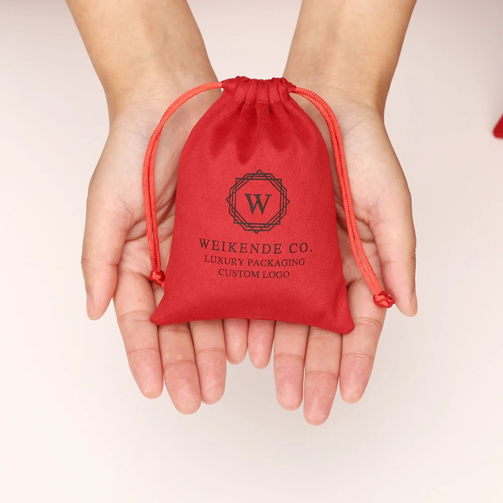 100 Personalized Logo Print Drawstring Bags Velvet Jewelry Packaging Pouches Chic Wedding Favor Bags Pink Flannel Cosmetic Bags