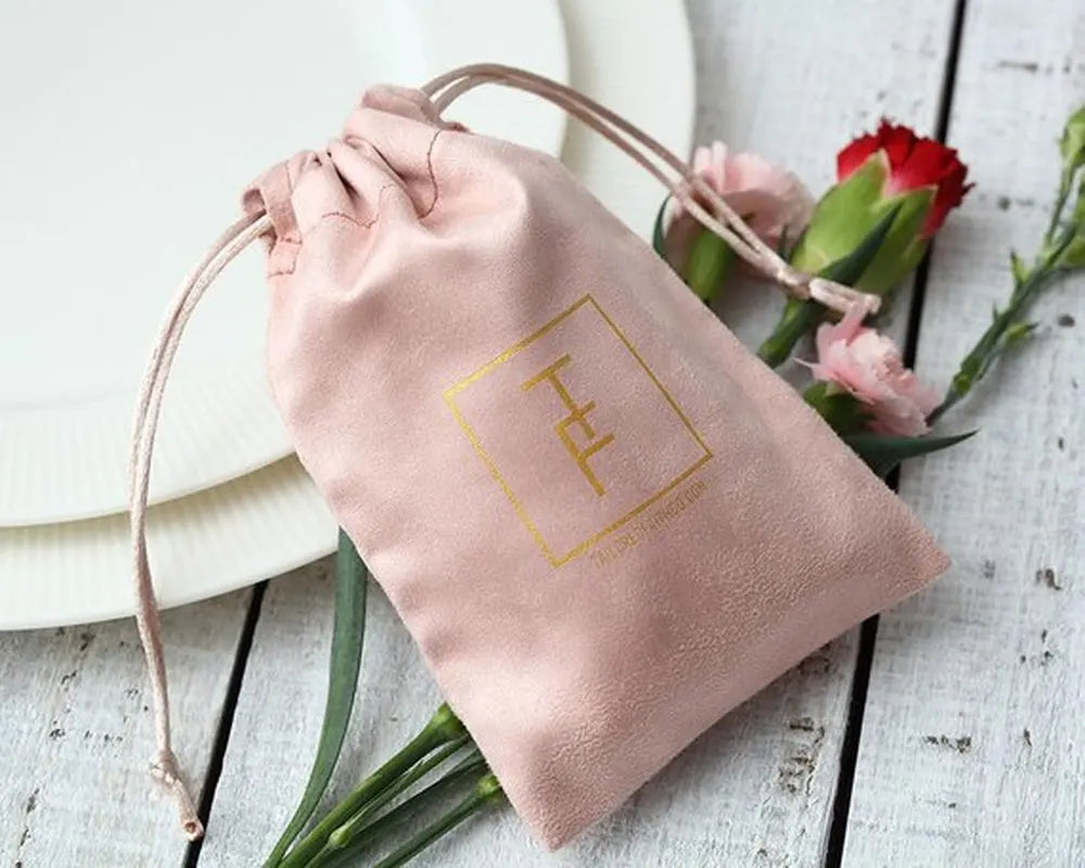 100 Personalized Logo Print Drawstring Bags Velvet Jewelry Packaging Pouches Chic Wedding Favor Bags Pink Flannel Cosmetic Bags