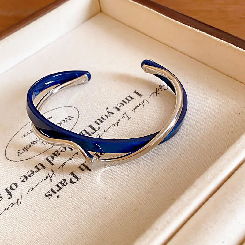 White Acrylic Bracelets Board Bend Metal Bangles Womens Hand Bracelets Geometric C- shaped Opening Bracelets Jewelry Gifts