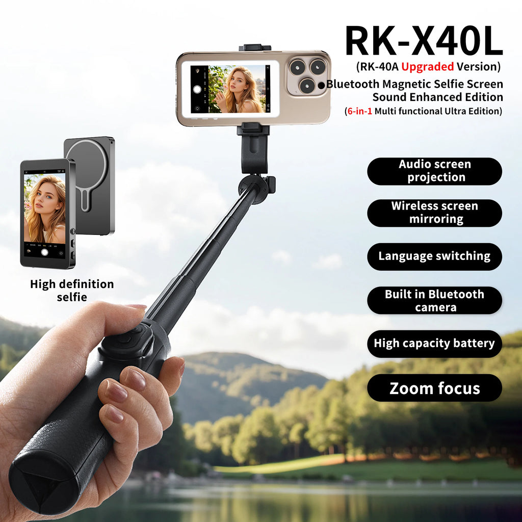 Phone Wireless Magnetic Selfie Monitor Screen For Smartphone Vlog Live Stream Video Recording Phone Rear Camera Selfie Monitor