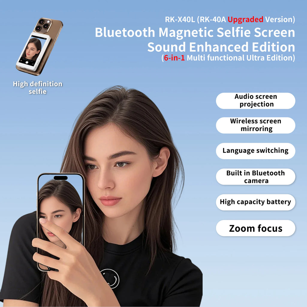 Phone Wireless Magnetic Selfie Monitor Screen For Smartphone Vlog Live Stream Video Recording Phone Rear Camera Selfie Monitor