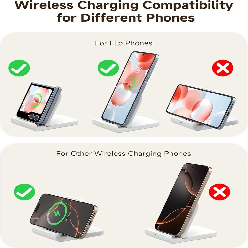 SwanScout 501S Wireless Charger for Samsung Z Flip 7 6 Foldable Fast Charging Stand for Galaxy S25 for Moto Razr 50 40 60 Ultra