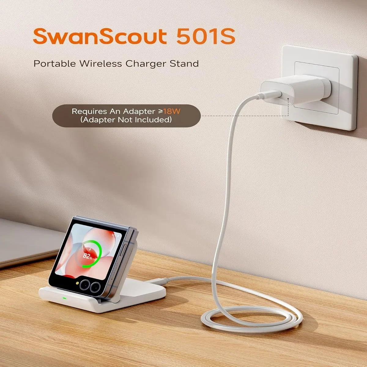SwanScout 501S Wireless Charger for Samsung Z Flip 7 6 Foldable Fast Charging Stand for Galaxy S25 for Moto Razr 50 40 60 Ultra