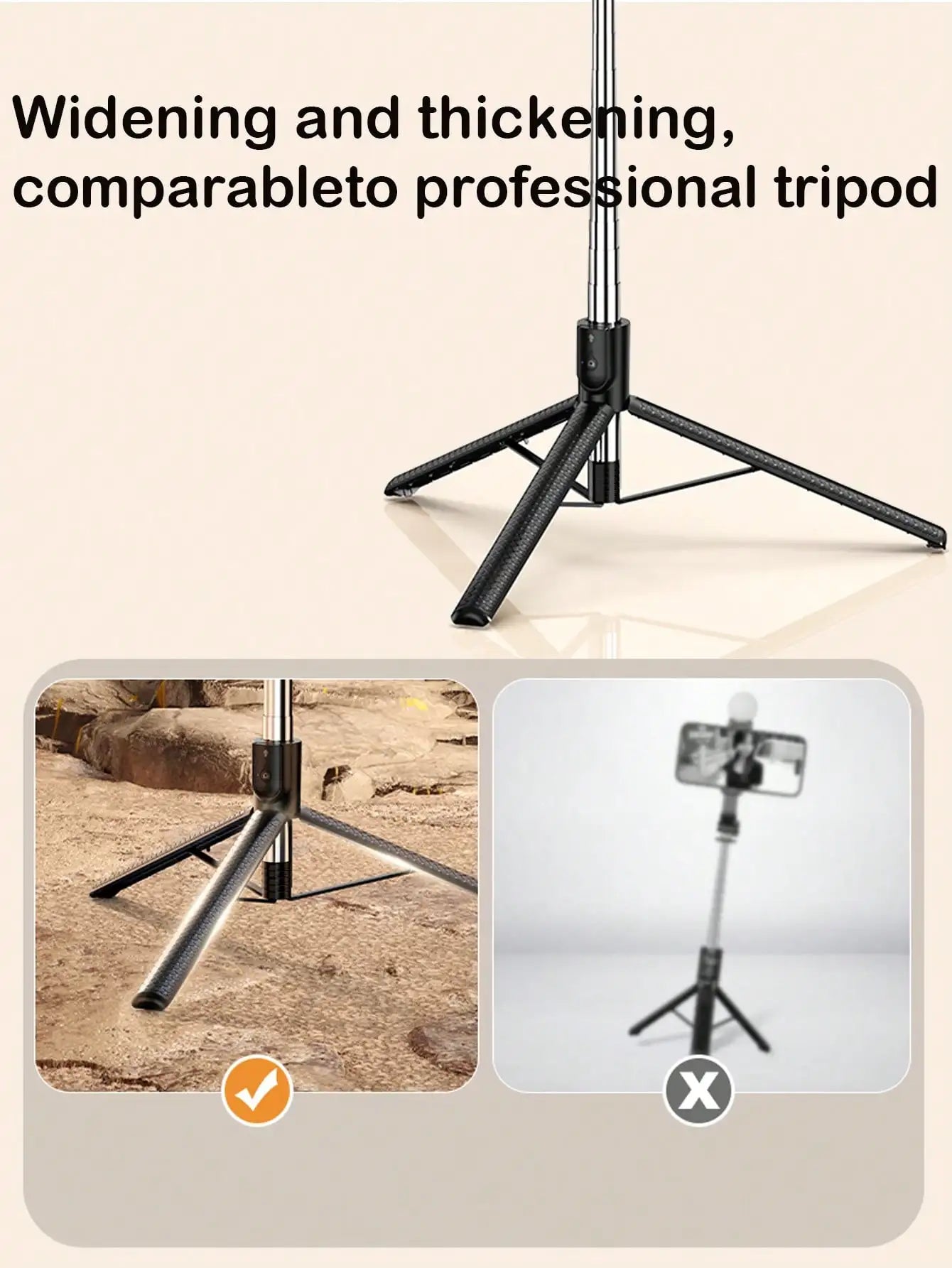 67-inch Selfie Stick with Reinforced Tripod Multifunctional Retractable Portable Cell PhoneTripow ithRemote Control