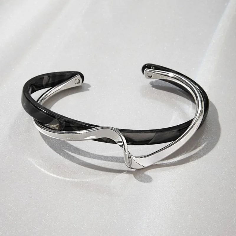 White Acrylic Bracelets Board Bend Metal Bangles Womens Hand Bracelets Geometric C- shaped Opening Bracelets Jewelry Gifts
