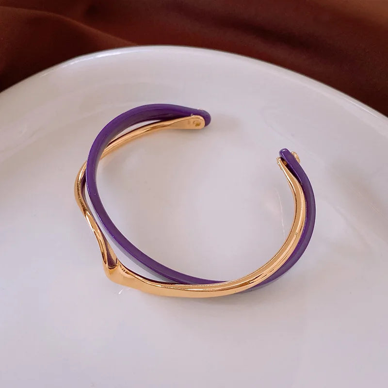 White Acrylic Bracelets Board Bend Metal Bangles Womens Hand Bracelets Geometric C- shaped Opening Bracelets Jewelry Gifts