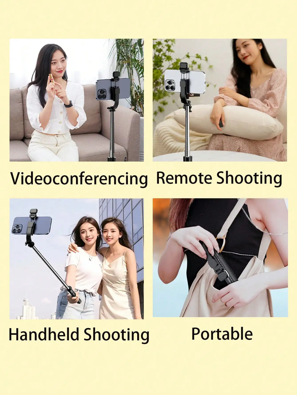 67-inch Selfie Stick with Reinforced Tripod Multifunctional Retractable Portable Cell PhoneTripow ithRemote Control