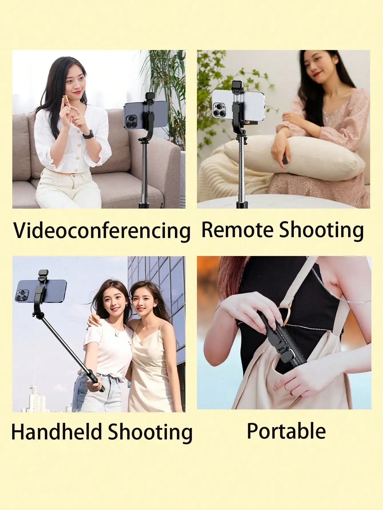 67-inch Selfie Stick with Reinforced Tripod Multifunctional Retractable Portable Cell PhoneTripow ithRemote Control