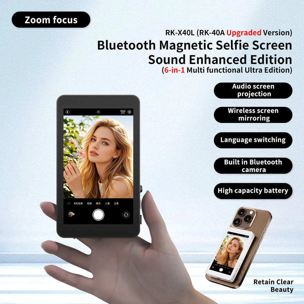 Phone Wireless Magnetic Selfie Monitor Screen For Smartphone Vlog Live Stream Video Recording Phone Rear Camera Selfie Monitor