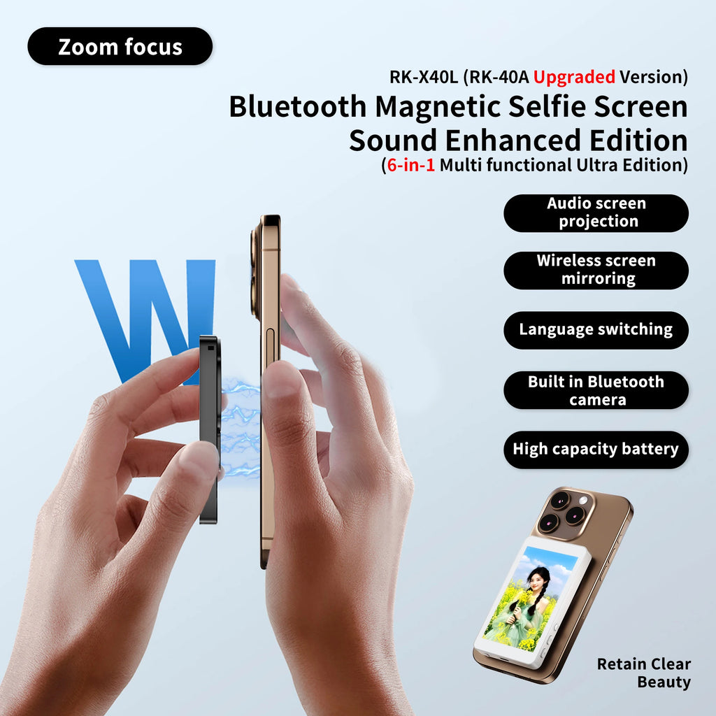 Phone Wireless Magnetic Selfie Monitor Screen For Smartphone Vlog Live Stream Video Recording Phone Rear Camera Selfie Monitor