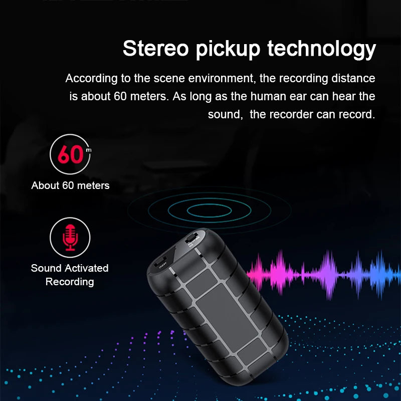 Mini Voice Activated Recorder 500 Hours Digital Recording Device Professional Sound Dictaphone Audio Micro Record Portable Small